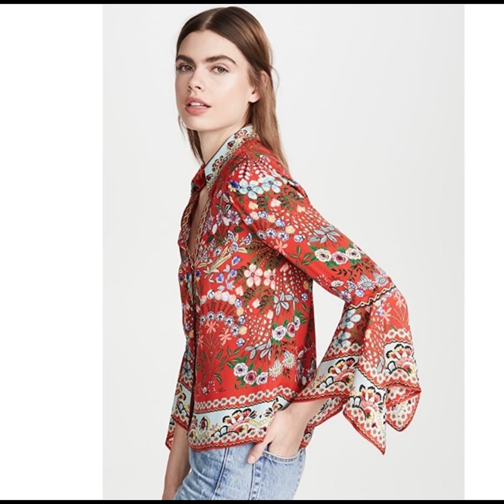 Alice and Olivia wildflower blouse shirt NWT